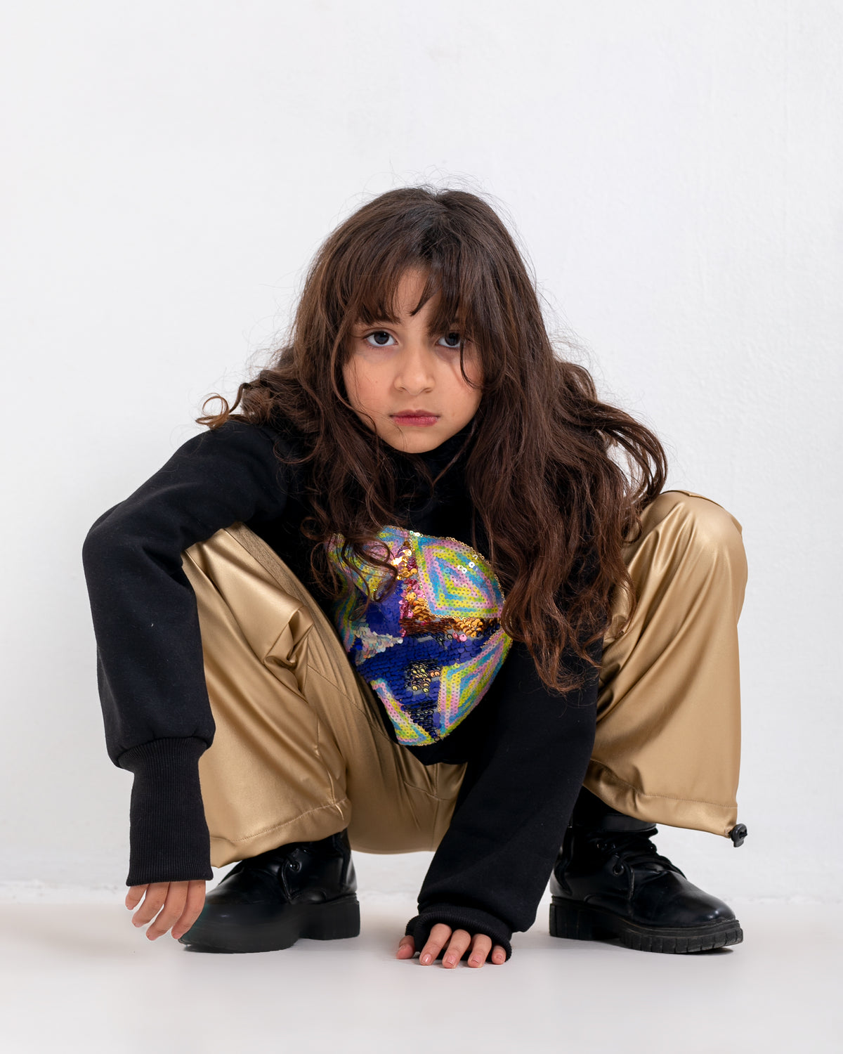 Golden leather cargo-kids